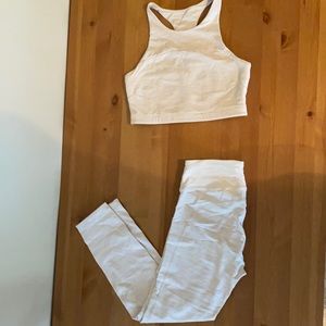 white OV TECH SWEAT leggings crop top set S/M